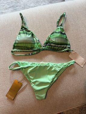 TRIYA Green Two-Piece Bikini Set top size L bottom M